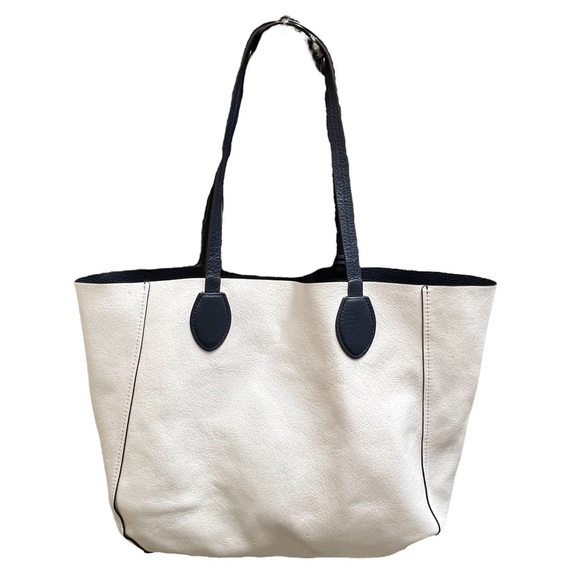 Michael Kors Leather Reversible Large Mae Tote (Navy/White) - Picture 3 of 11